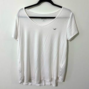 Hollister White V-neck loose fit t-shirt (size Large)